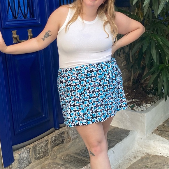 Future Collective Floral Black and Blue Women's Wrap Skirt - Picture 2 of 6